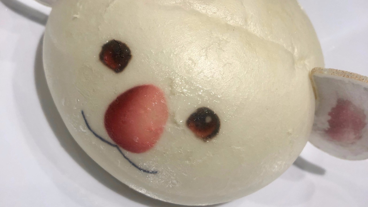 A cute Moogle shaped bread from the Square Enix cafe